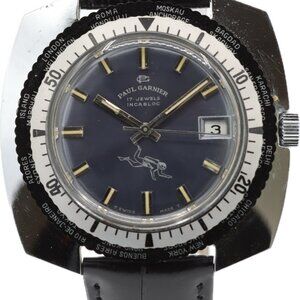 Vintage 45mm Paul Garnier World Time Diver Men's Mechanical Wristwatch SwissMade